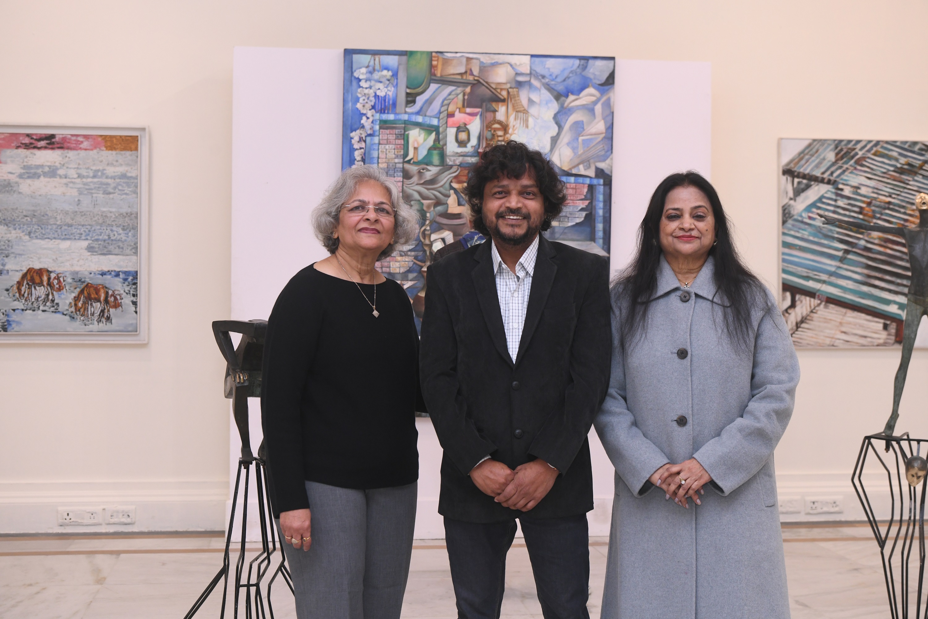 L -R(Artist Rekha Jaggi, Artist Shashi Kumar Paul with Artist Ashoka Sarkar)